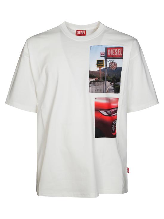 25FW 디젤 반팔 티셔츠 A194670PLAT 141 BIANCO