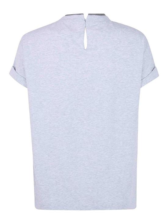 25FW 브루넬로 쿠치넬리 콘트라스트 트림 코튼 티셔츠 M0T18BD200C8003 Grey - BRUNELLO CUCINELLI
