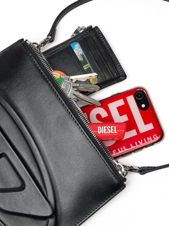 25FW 디젤 1DR 트윈-더블-파우치 프린티드 레더 숄더백 X10330 PR818 097 T8013 BLACK - DIESEL
