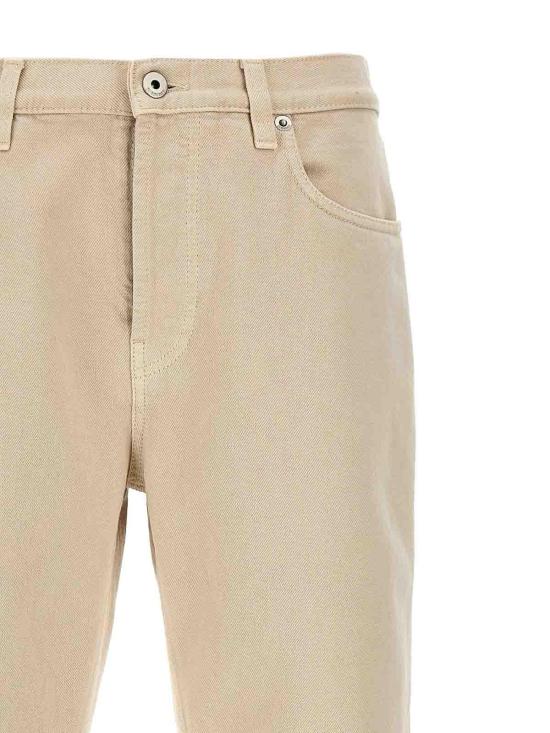  버버리 로고 패치 스트레이트 레그 바지 8101479 Beige - BURBERRY