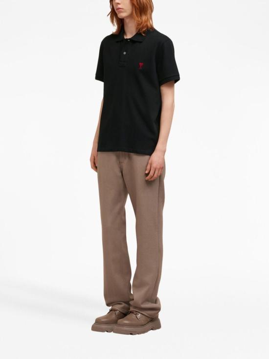  아미 스몰 하트 로고 폴로 셔츠 BFUPL001760 001 BLACK - AMI