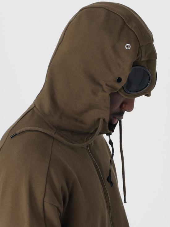 25FW 씨피 컴퍼니 레이즈드 플리스 후드 집업 반팔 티셔츠 RCCMSS715A005086W 683 Green - C.P. COMPANY