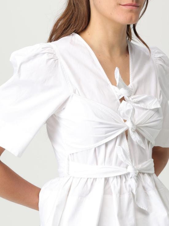 26SS 가니 스트레치 코튼 타이스트랩 블라우스 W0309 151 White - GANNI