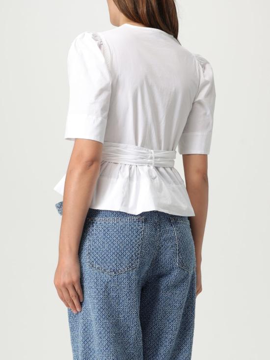 26SS 가니 스트레치 코튼 타이스트랩 블라우스 W0309 151 White - GANNI