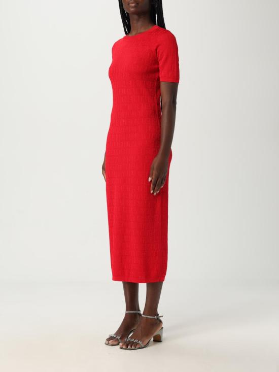 25FW 펜디 미디 원피스 FZDD59AUZR F1SAX Red - FENDI