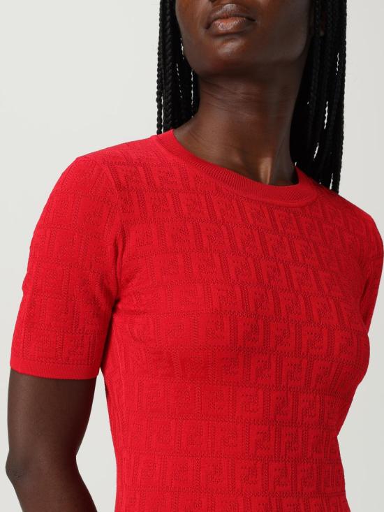 25FW 펜디 미디 원피스 FZDD59AUZR F1SAX Red - FENDI