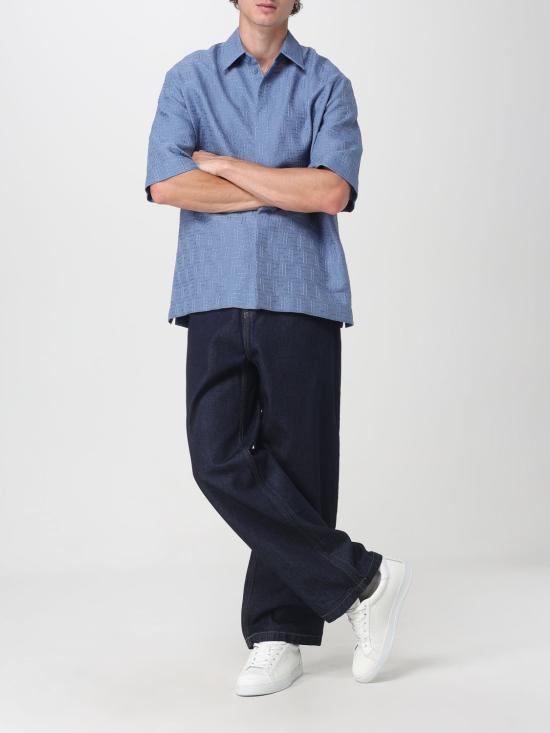 25FW 펜디 반팔 셔츠 FS1317AU6Y F0U6K Gnawed Blue - FENDI