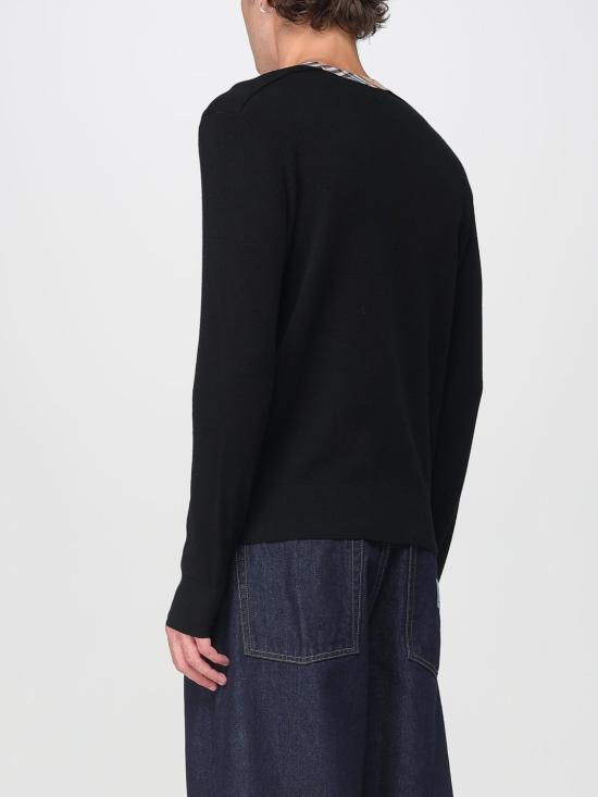 25FW 버버리 버버리 체크 트리밍 울 스웨터 8112148 Black - BURBERRY