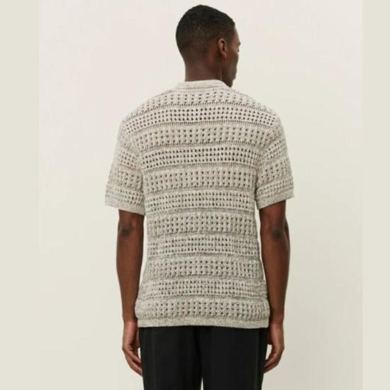  레듀 반팔 셔츠 레 두 엘빈 스트럭처 니트 SS 셔츠 라이트 샌드 - LES DEUX