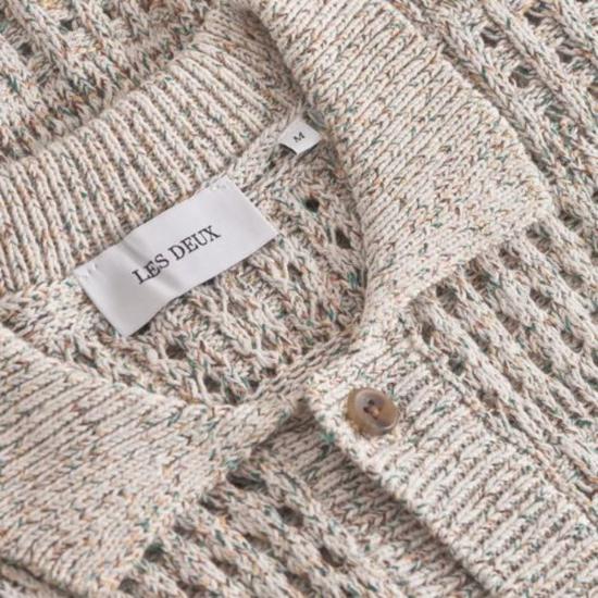  레듀 반팔 셔츠 레 두 엘빈 스트럭처 니트 SS 셔츠 라이트 샌드 - LES DEUX