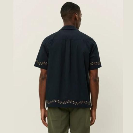  레듀 반팔 셔츠 Les Deux 레슬리 자수 Ss 셔츠 블랙 - LES DEUX