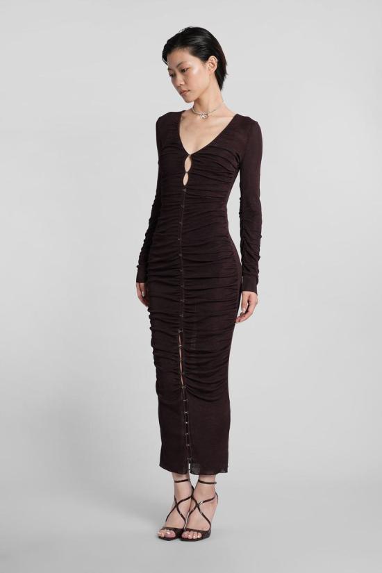 25FW 셀프 포트레이트 롱 원피스 422947 PF25 098M BROWN - SELF PORTRAIT