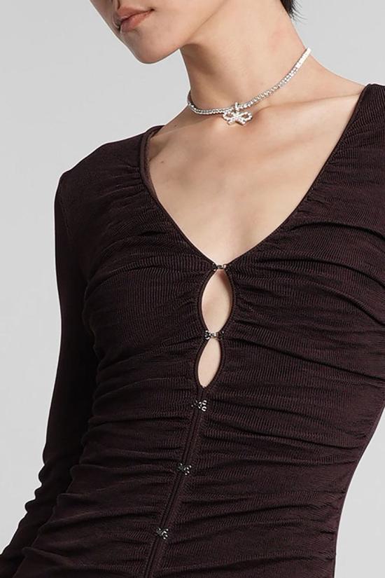 25FW 셀프 포트레이트 롱 원피스 422947 PF25 098M BROWN - SELF PORTRAIT