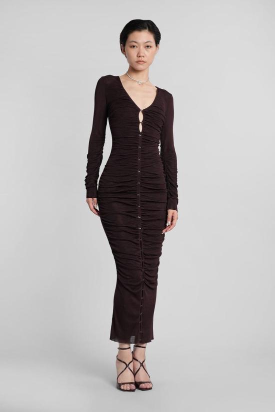 25FW 셀프 포트레이트 롱 원피스 422947 PF25 098M BROWN