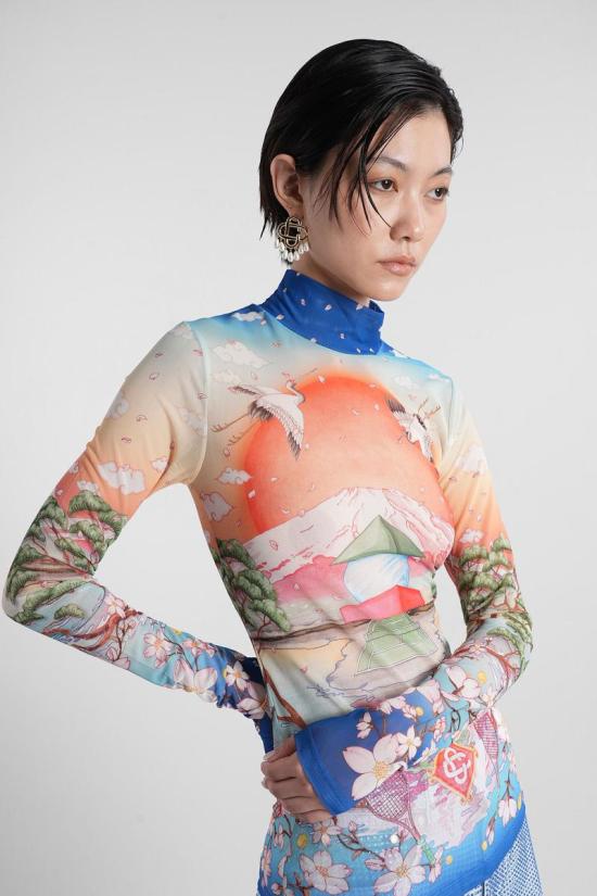 25FW 카사블랑카 긴팔 티셔츠 422690 WPF25 JTP 028 MULTICOLOR