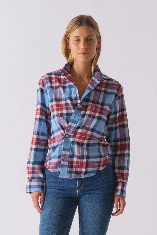  CISSA 블라우스 시사 데일리 플란넬 셔츠