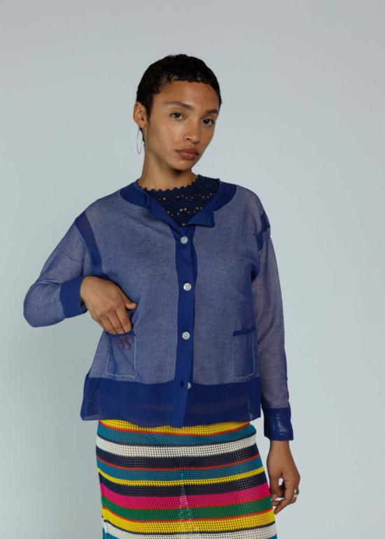  안티파스티 가디건 안티파스트 코튼 블렌드 카디건 블루 - ANTIPAST