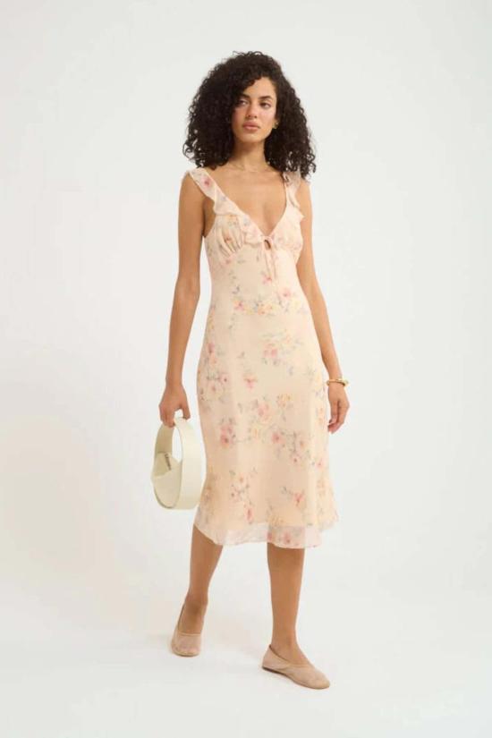  RUMORED 숏 원피스 루머드 버터플라이 미디 드레스 블러쉬 위스퍼 플로럴 - OTHER BRANDS