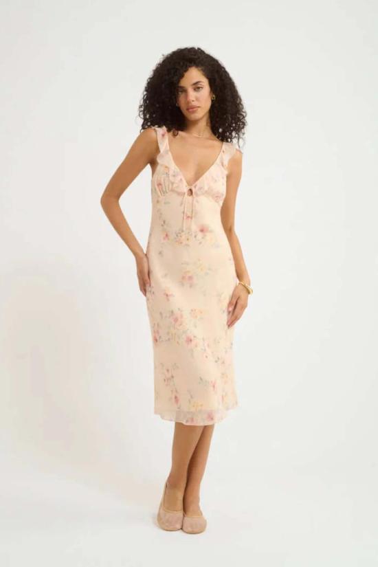  RUMORED 숏 원피스 루머드 버터플라이 미디 드레스 블러쉬 위스퍼 플로럴