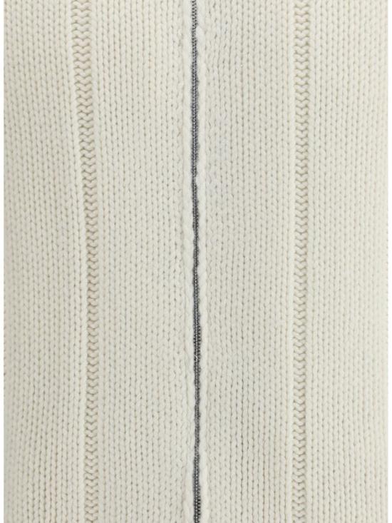 25FW 브루넬로 쿠치넬리 하이 칼라 집업 스웨터 MA2301206 CWH09 WHITE - BRUNELLO CUCINELLI