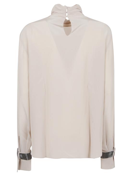 25FW 브루넬로 쿠치넬리 크레이프 드 신 블라우스 MB993EK714 C8561 SAND - BRUNELLO CUCINELLI