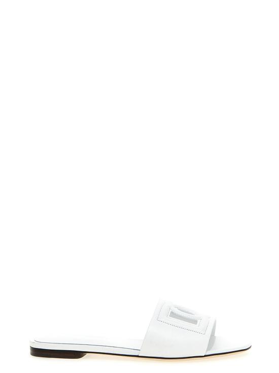 26FW 돌체앤가바나 DG 로고 카프스킨 슬리퍼 CQ0436AY32980001 White