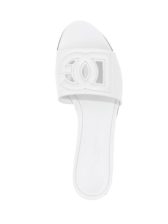 26FW 돌체앤가바나 DG 로고 카프스킨 슬리퍼 CQ0436AY32980001 White - DOLCE & GABBANA