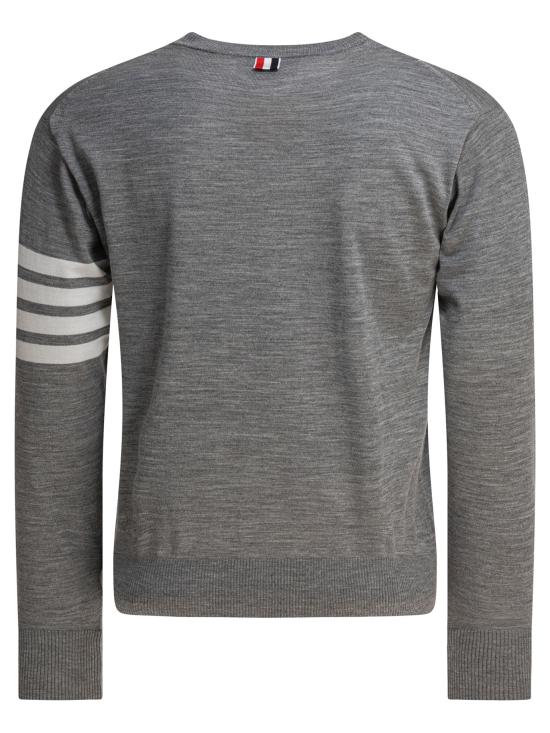 25FW 톰브라운 사선완장 메리노 울 니트 MKA002AY1014058 Grey - THOM BROWNE