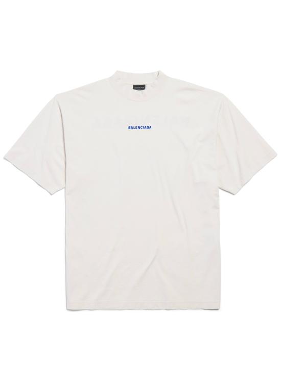 25FW 발렌시아가 백 티셔츠 미디움 핏 764235 TSVO9 8016 DIRTY WHITE SPORT BLUE