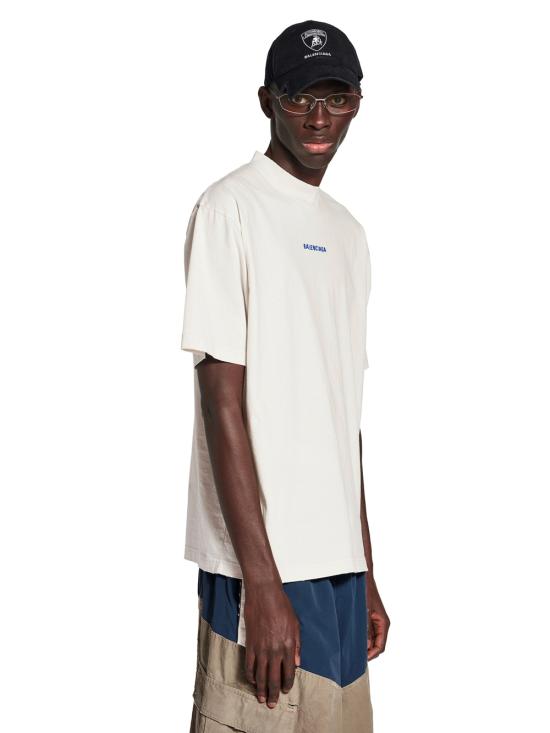 25FW 발렌시아가 백 티셔츠 미디움 핏 764235 TSVO9 8016 DIRTY WHITE SPORT BLUE - BALENCIAGA