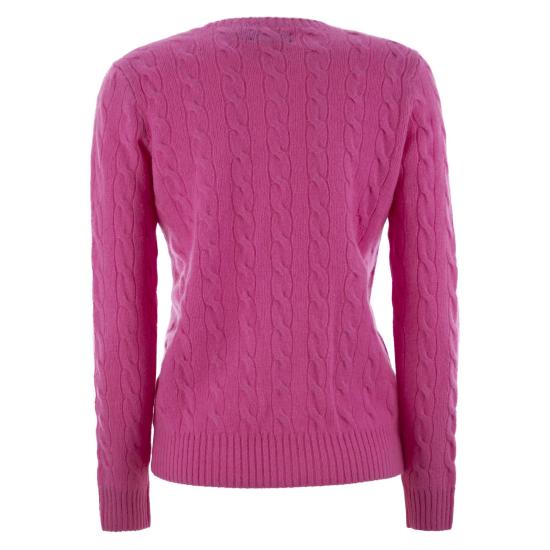 25FW 폴로 랄프로렌 폴로 자수 케이블 니트 스웨터 211971865 FUCHSIA - POLO RALPH LAUREN