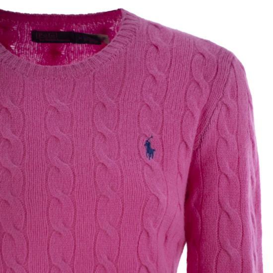 25FW 폴로 랄프로렌 폴로 자수 케이블 니트 스웨터 211971865 FUCHSIA - POLO RALPH LAUREN