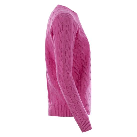 25FW 폴로 랄프로렌 폴로 자수 케이블 니트 스웨터 211971865 FUCHSIA - POLO RALPH LAUREN