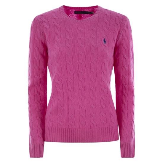 25FW 폴로 랄프로렌 폴로 자수 케이블 니트 스웨터 211971865 FUCHSIA