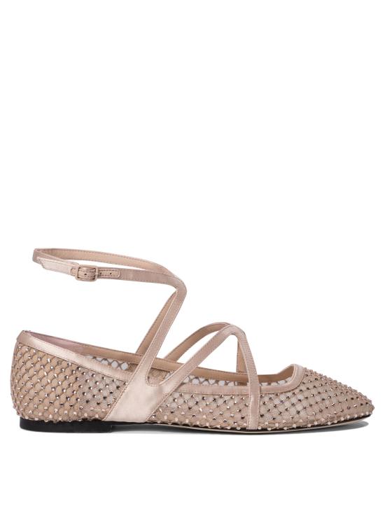 25SS 지미추 플랫 슈즈 ASTORIA FLATQHSMACARON CRYSTAL Pink