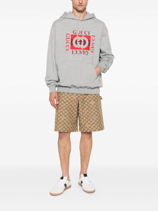 25FW 구찌 로고 프린트 코튼 저지 후드 티셔츠 788771XJHDP1230 GREY - GUCCI