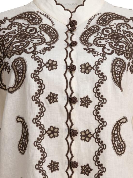 25FW 짐머만 블라우스 3287TSS253IVCH IVORY CHOCOLATE - ZIMMERMANN