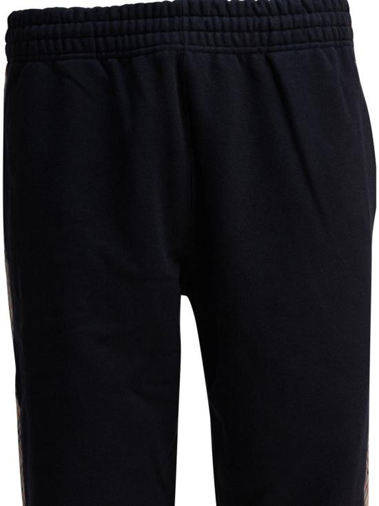 25FW 버버리 체크 트리밍 코튼 조깅 팬츠  8110791 Black - BURBERRY