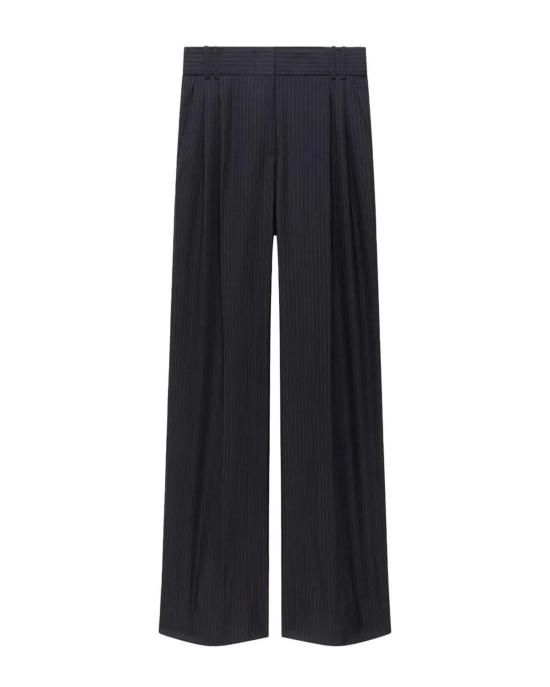  어나더 투모로우 스트레이트 팬츠 Another Tomorrow 트윌 플리츠 팬츠 네이비 앤 초크