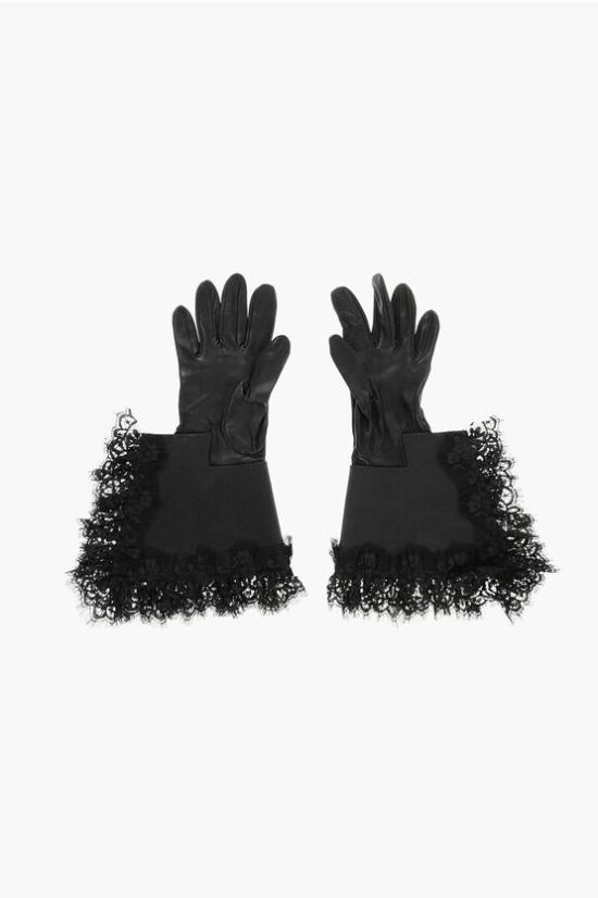  디스퀘어드2 장갑 DSQ2 BLACK LEATHER GLOVES LACE Black - DSQUARED2