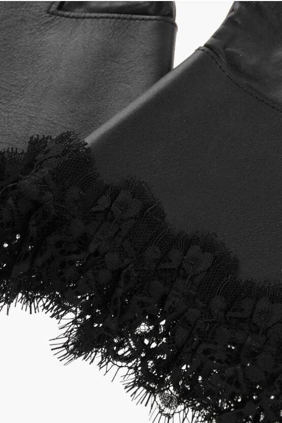  디스퀘어드2 장갑 DSQ2 BLACK LEATHER GLOVES LACE Black - DSQUARED2