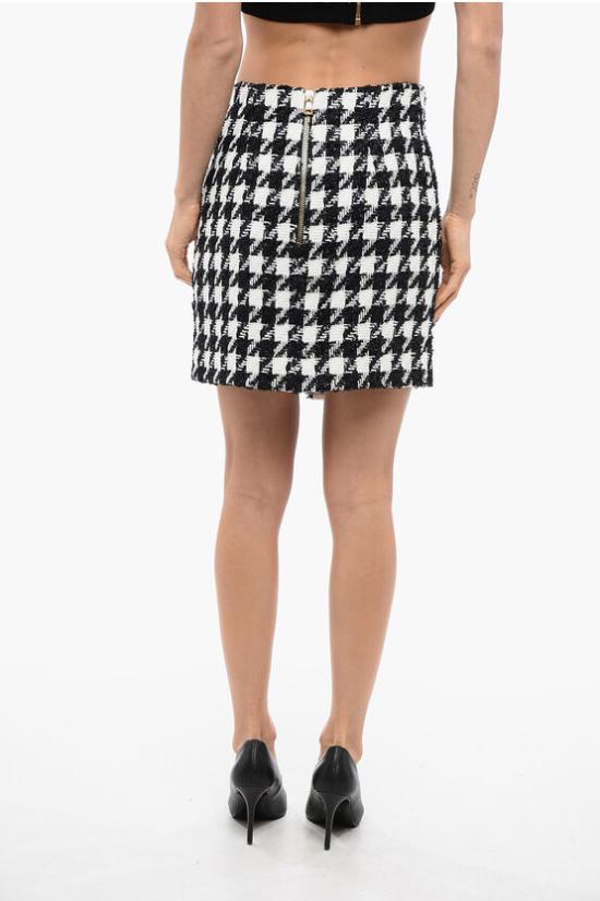  발망 숏 스커트 YF1LB520XC54 GAB Black White - BALMAIN