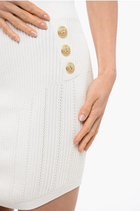  발망 숏 스커트 XF0LB191KB390FA White - BALMAIN