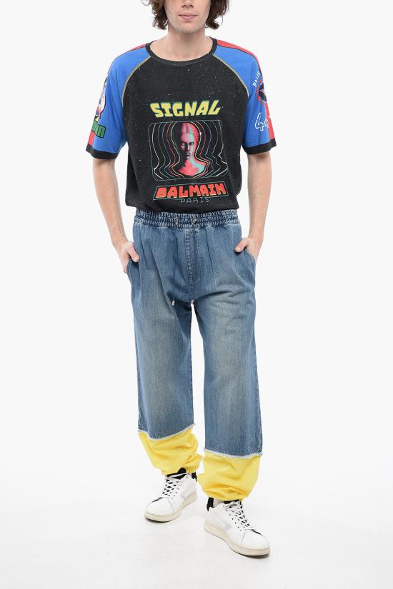  발망 데님 숏팬츠 YH3MD020DB94 6FF Light blue - BALMAIN