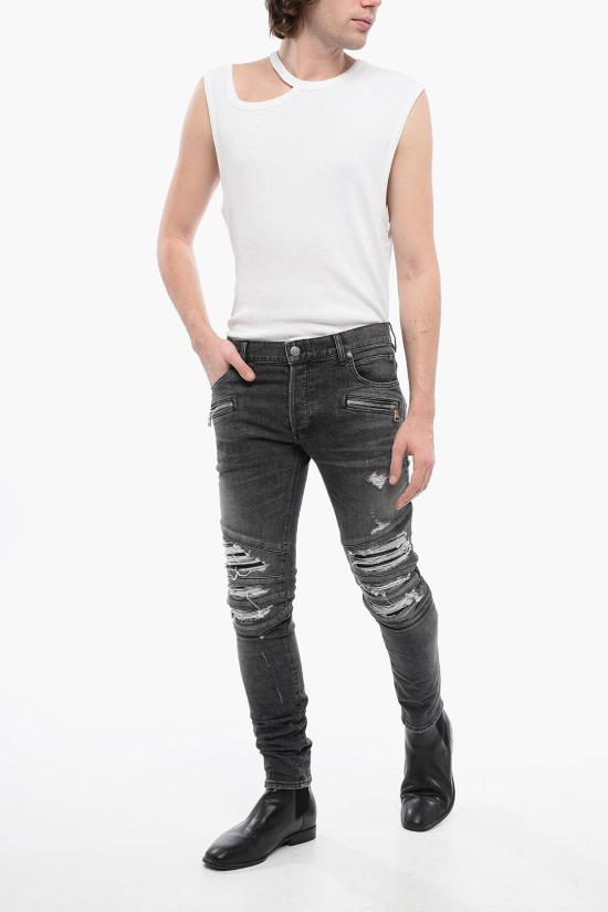  발망 데님 팬츠 VH1MG010001D0PA Gray - BALMAIN