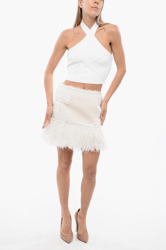 발망 숏 스커트 YF0LB635MB98 4AQ White - BALMAIN