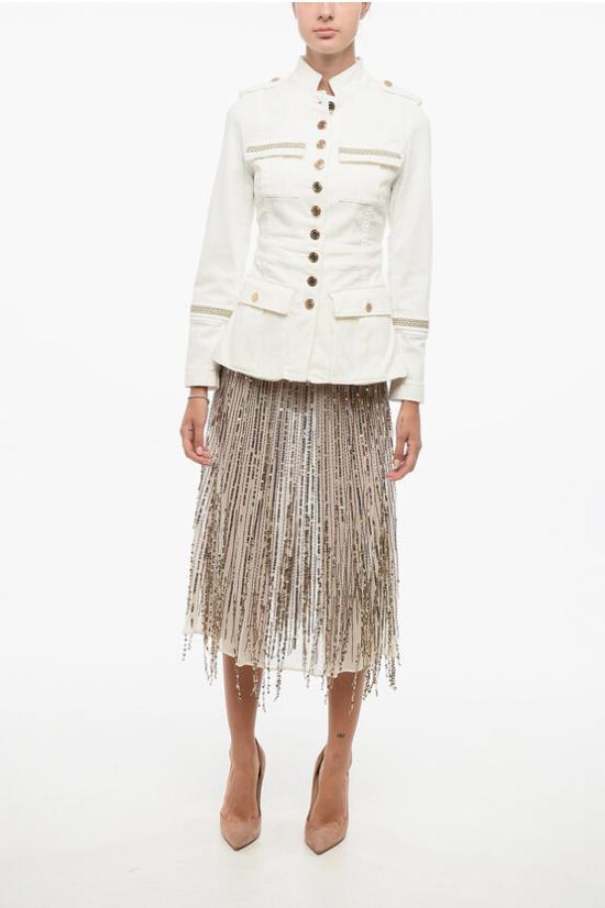  엘리자베타프랜치 데님 자켓 BJ17D31 360 White - ELISABETTA FRANCHI