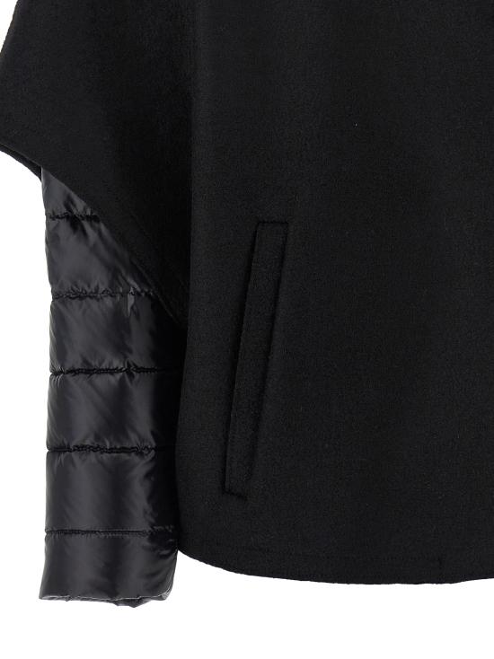 25FW 에르노 펠트 울 & 울트라라이트 나일론 리조트 케이프 PI00154DR333729300 Black - HERNO