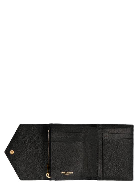 26FW 생로랑 텍스처드 퀼티드 레더 컴팩트 3단 모노그램 지갑 403943BOW011000 Black - SAINT LAURENT
