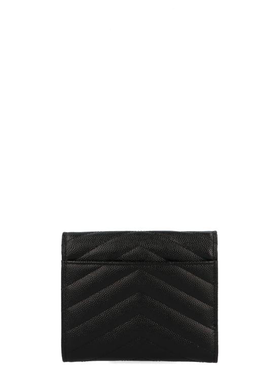 26FW 생로랑 텍스처드 퀼티드 레더 컴팩트 3단 모노그램 지갑 403943BOW011000 Black - SAINT LAURENT